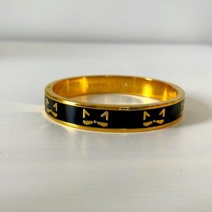 Kate Spade Cool Cat hinge idiom gold plated black enamel bracelet bangle